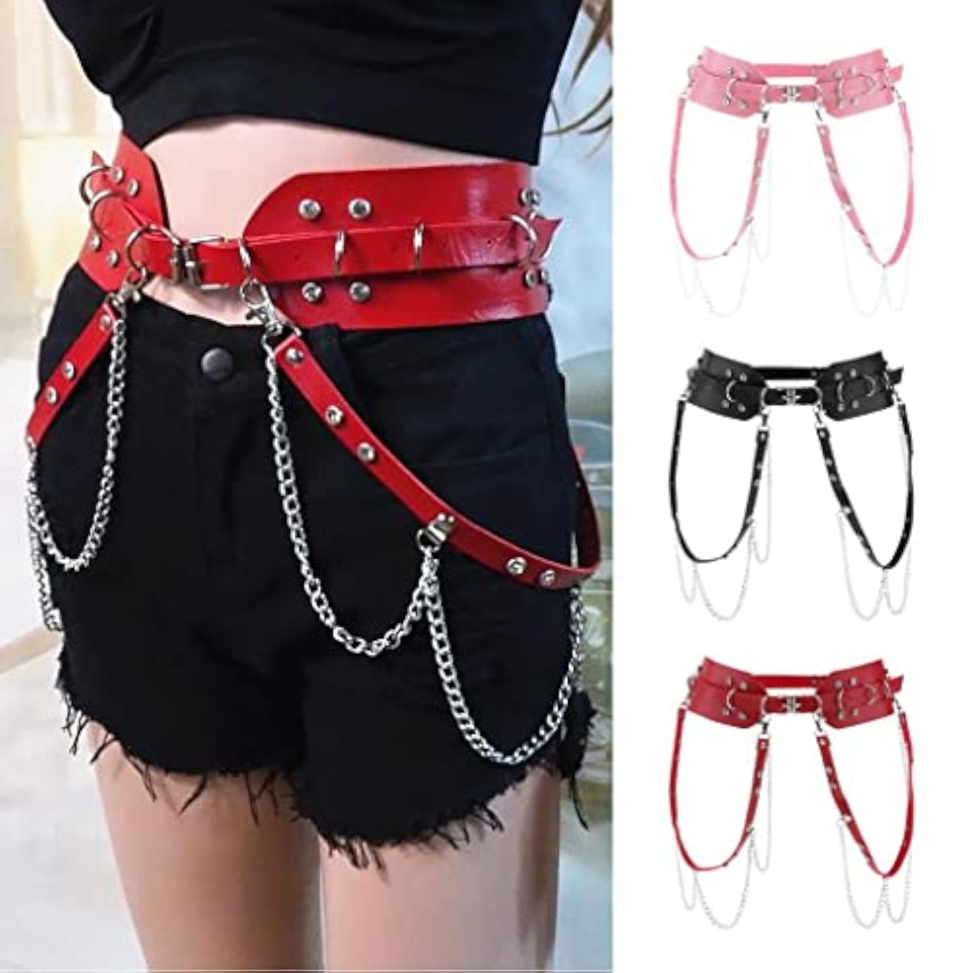 Women's Punk Waist Belt Leather Harness Adjustable
