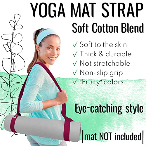 Teceum [New 2023] Yoga Mat Strap – Cotton Blend – 6+ Colors – Adjustable Mat Holder Sling For All Mats [Mat Not Included] #TOP1