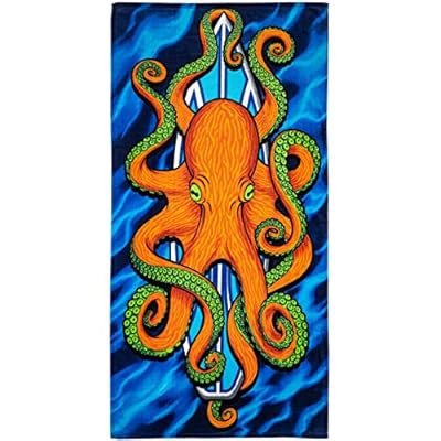 Dawhud Direct Surfboard Octopus Beach Towel for Boys Octopus Bath Towel Print 30" x 60" Pool Towel Super Soft Plush Cotton Octopus Towel for Beach Lovers 51FDJJkcFWL. SS400