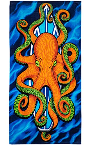 Dawhud-Direct-Surfboard-Octopus-Beach-Towel-for-Boys-Octopus-Bath-Towel-Print-30-x-60-Pool-Towel-Super-Soft-Plush-Cotton-Octopus-Towel-for-Beach-Lovers 51FDJJkcFWL