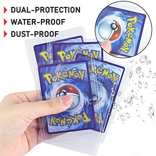 400 PCS Trading Card Sleeves Toploaders Set, Penny Sleeves Card Protector Holders Perfect for MTG, Pokemon Cards Collection and Protection(Includes 200 Thick Toploaders & 200 Soft Sleeves)