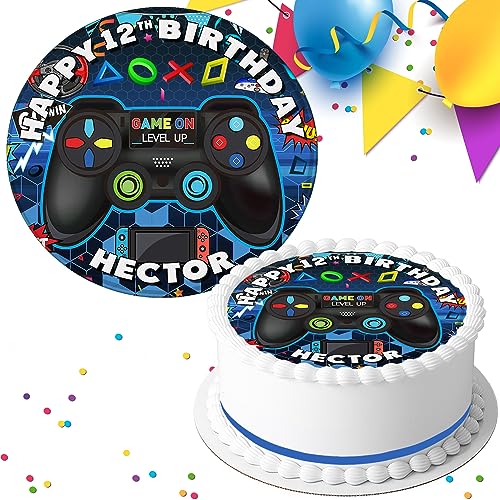 GAMING PARTY BIRTHDAY PERSONALISED EDIBLE ICING 7.5 INCH CAKE TOPPER DECORATION SV59