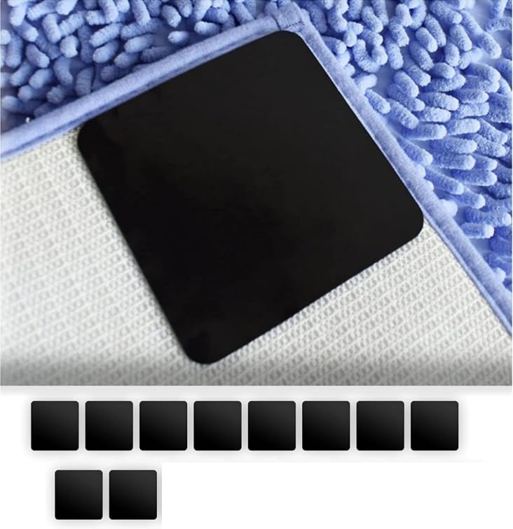 10 PCS Grippers of Rug Pad, Non-Slip Carpet Gripper for Hardwood Floors and Tile, Reusable and Washable Area Carpet Tape, Double-Sided Adhesive Pads,
