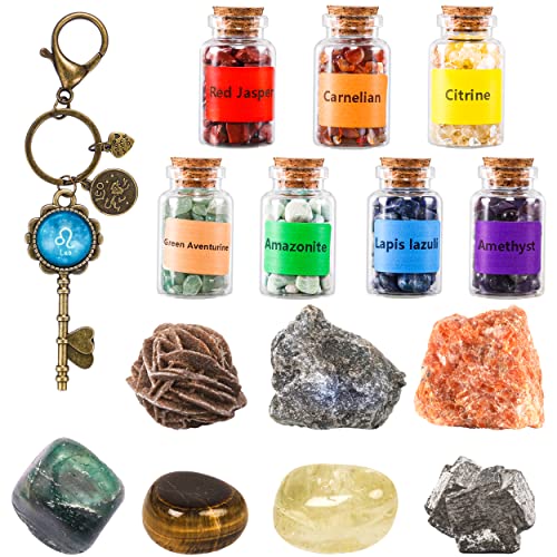 QianCannaor Ensemble de Pierres de Chakra, Zodiaque Naturelle Cristaux et Bracelet Pierres Précieuses, l'astrologie Cadeaux pour Femmes/Hommes