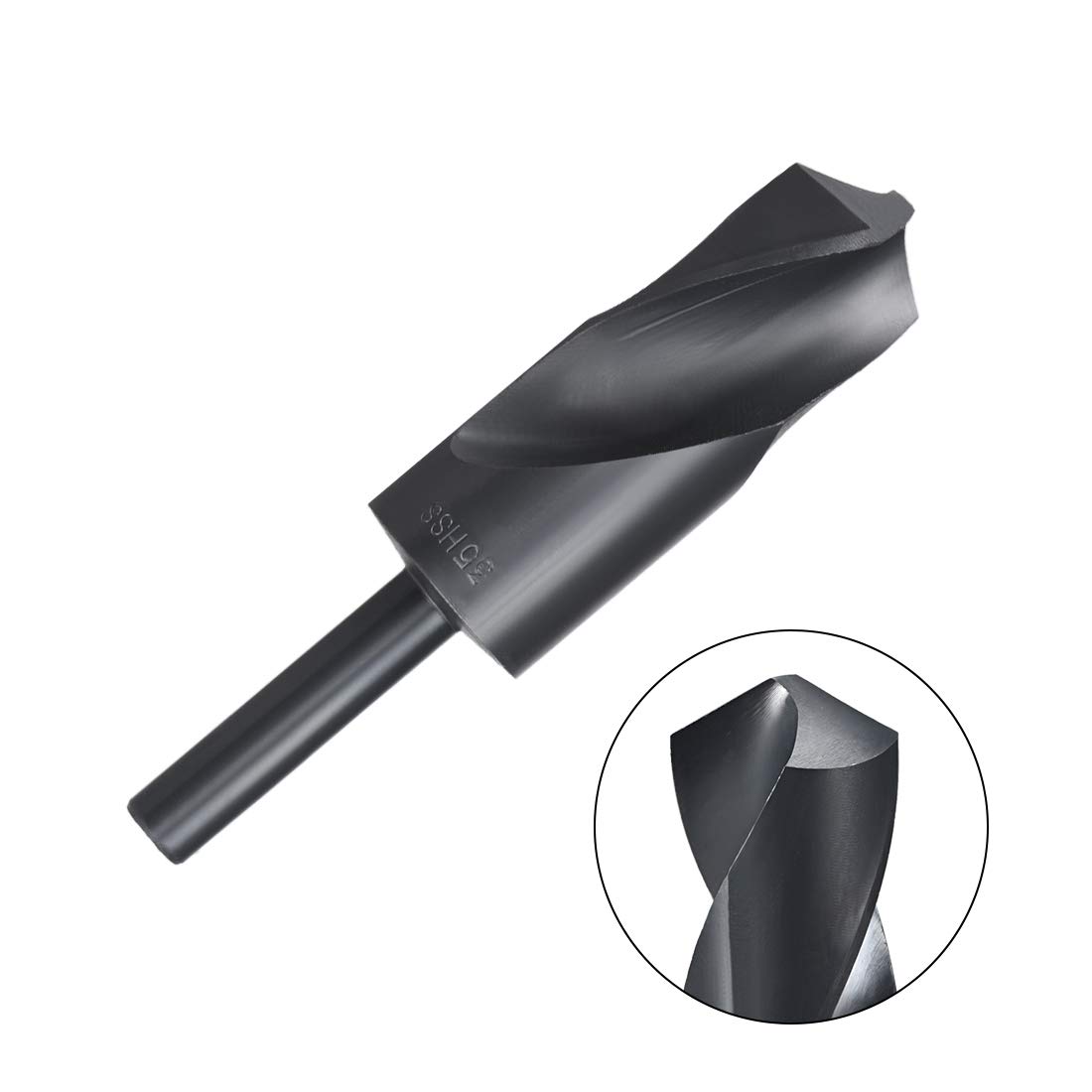 sourcing map Foret à queue réduite 35 mm en acier rapide HSS 6542 oxyde noir avec tige droite de 1/2 pouce