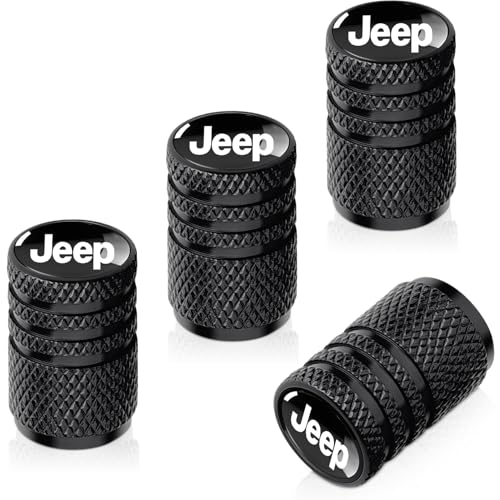 BFIVEANTE Tire Valve Stem Caps for Jeep Metal Car Wheel Air caps Auto Valve Stem Caps Accessories 4 Pcs Black