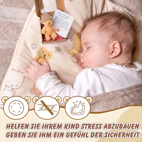 Pocket Hug Positive Mini-Teddybär, Bär In Einer Box Mini-Plüsch Figuren Lustige Teddy-bär Puppe Sorgenbär-Umarmung in Einer Box Kleines Tier Mit Inspirierender Karte für Frauen Babyparty Freunde