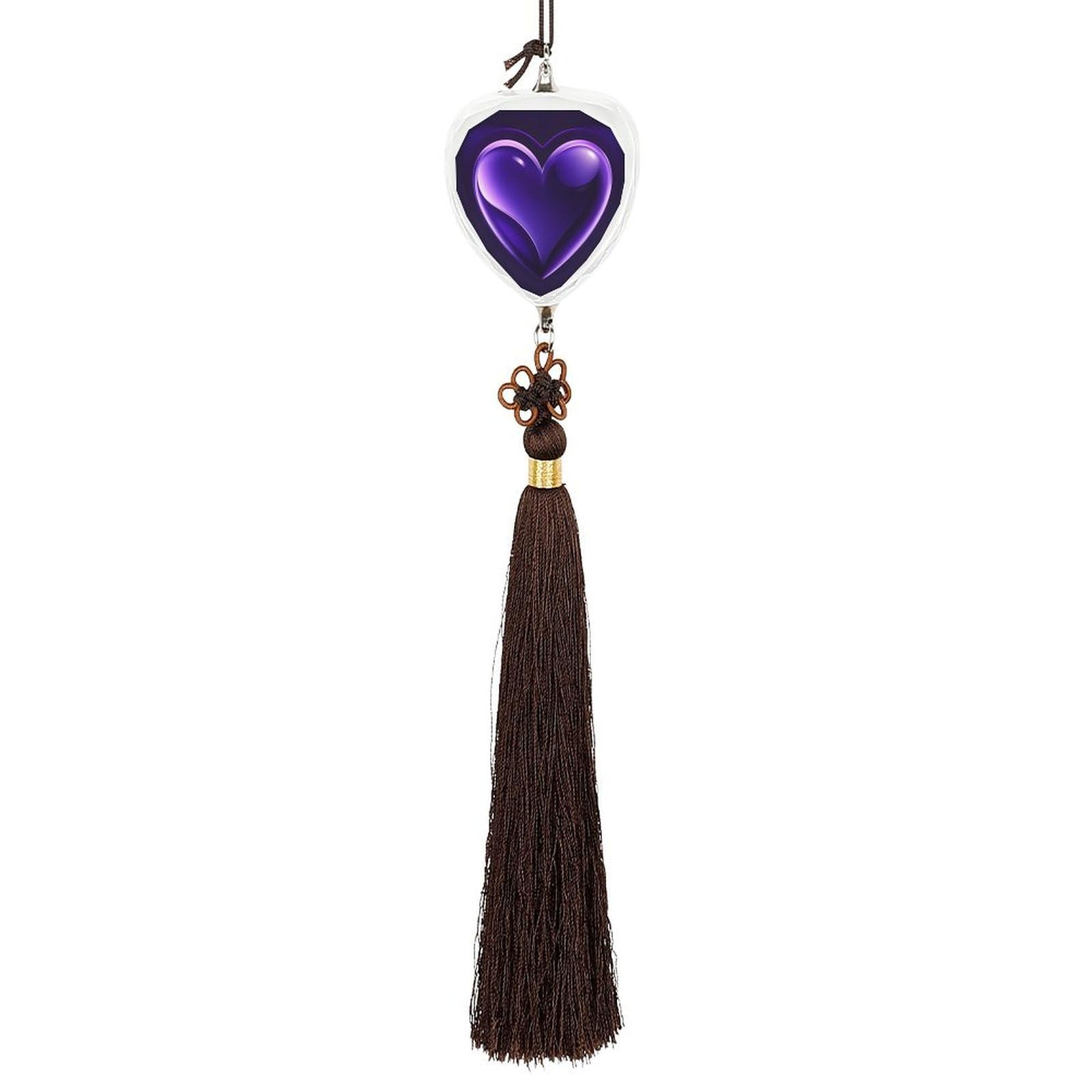Crystal Auto Pendant Charms Love Crystal Car Rear View Mirror Charms Purple Love Auto Hanging Interior Ornament Pendant Car Interior Accessories for Women Men CarCharms Decor