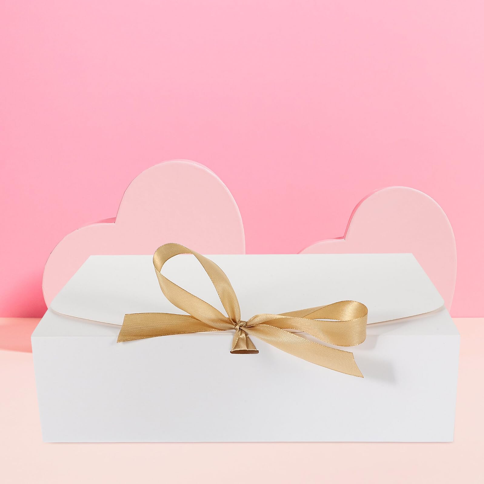 RUNROTOO Scatole Regalo Bianche in Cartone Bianco con Nastro, 10 Pezzi, Facili da Piegare e Leggere, per Gioielli e Caramelle a San e Natale