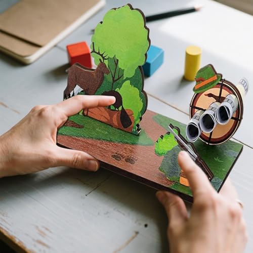 Vxcvzv 1 Stück Jäger Geldgeschenk Verpackung, 3D-Holzkarte, Geldgeschenke, Hirsch 3D-Holzkarte für Hochzeit Vatertag Geburtstag