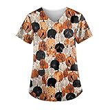 Womens Halloween Nurse Uniform T Shirt Ghost Pumpkin Bat Graphic Loose Scrub Top Short Sleeve Casual...