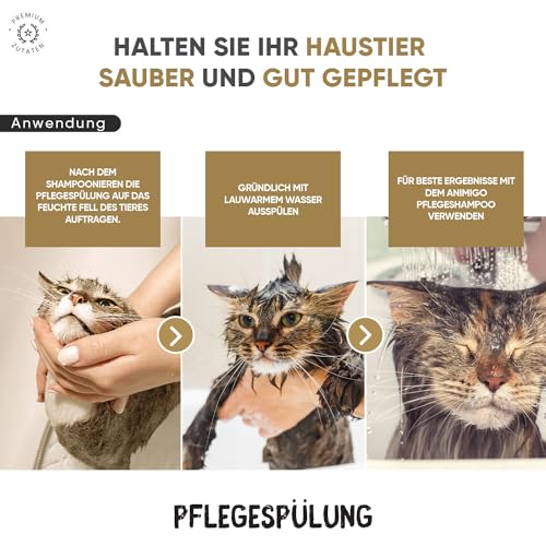 Conditioner für Hunde & Katzen - 500ml Spülung - Mit Kokosöl & Avocadoöl - Für Langhaar & Kurzhaar - Bei Juckreiz, Geruch & trockene Haut - Schonende Fellpflege für Kätzchen & Welpen - Ohne Parfüm