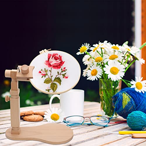 Rotated Adjustable Embroidery Frame Stand, Pletpet Embroidery Hoop Stand Desk Clamp With 2Pcs Embroidery Hoop 7.9 In+6.5 In - For Arts Crafts Sewing Needlework Embroidery Supplies #TOP5