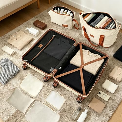 Image of 4-Piece Luggage Sets 16 inch20 inch24 inch28 inch,Suitcases with Double Spinner Wheels and TSA Lock,Hardcase 6 set Luggage with Underseat Duffel Bag