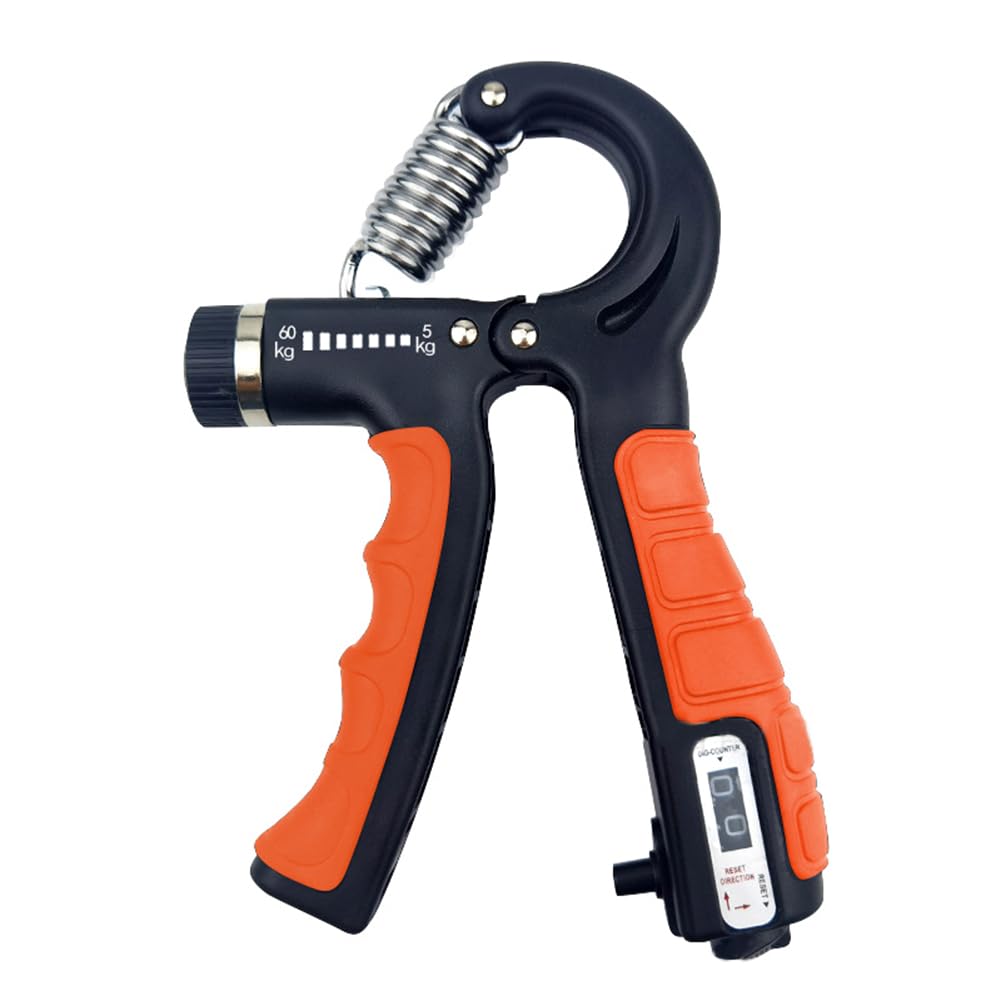Force Gauge, 5-60kg Adjustable Hand Grips Strengthening Adjustable Dynamometer Hand Shake Hands Refers to The Forearm Muscle Training Grips(Black Orange)