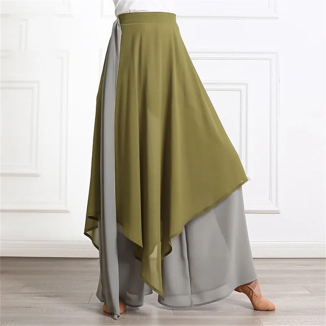 Hgvcfcv Women's Chiffon Wide Leg Palazzo Pants Folk Dance Classical Dancing Pants Women Loose Wide Leg Trouser