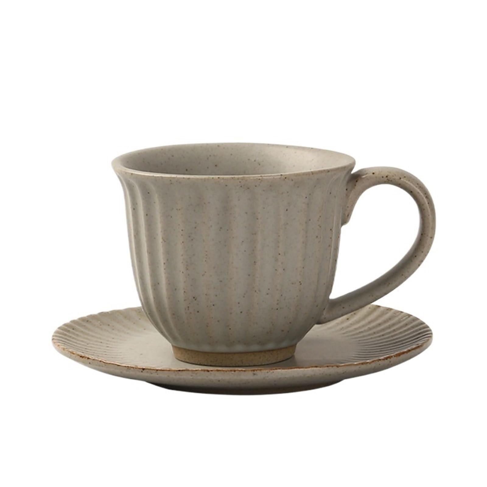 LIBANGRONG-888 Mugs Ceramic Coffee Cup and Saucer Set Retro Latte Simple European Hand-poured Milk Tea Cup(Gris)