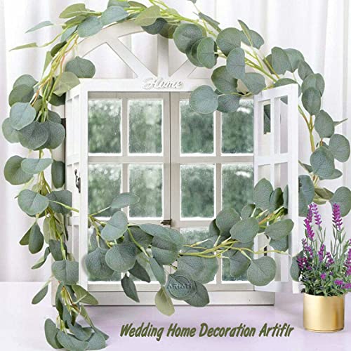 ARIATI 1 x Artificial Eucalyptus Garland Plant, 2m Greenery Foliage Leaves Fake Hanging Vines Plants Leaves for Wedding Engagement Party Backdrop Arch Wall Decor Home Garden Kitchen Office - Image 6