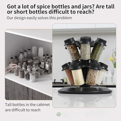 回転式 スパイス ラック オーガナイザー | 12瓶調味料収納ラック | 大容量調味料ホルダー | キャビネット、レストラン、パントリー、カウンタートップ、ダイニング、ホーム、RV、冷蔵庫、アパート用
