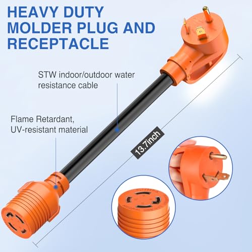 Image of Nilight RV Generator Adapter Cord NEMA TT-30P to L14-30R 30 Amp 3 to 4 Prong Generator Transfer Switch Adapter Twist Lock Female Plug Pure Copper Heavy Duty STW 10 AWG ETL Listed