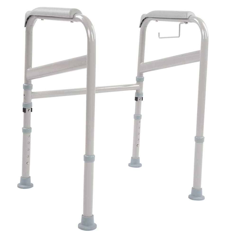 Telaio per WC per disabili e anziani, in acciaio al carbonio, telaio di sicurezza, binario regolabile e maniglione, supporto per disabili, per WC, bagno, altezza regolabile: 60-70 cm