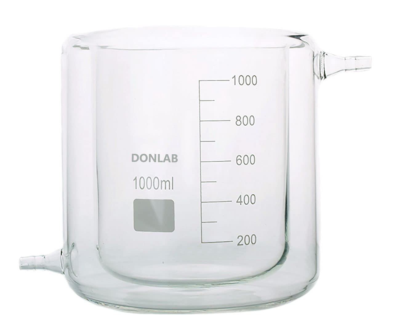 DONLAB CFN-1000 Glass 1000ml/1L Graduated Flat-Bottom Low-Form Jacketed Beaker Double-Layer Lab Reaction Beaker