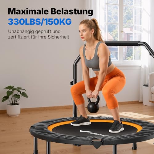 MERACH Mini Trampolin - 102cm/122cm Fitness Trampolin Faltbar, Maximale Belastung 150 KG, Trampoline für Bewegungstraining Leise