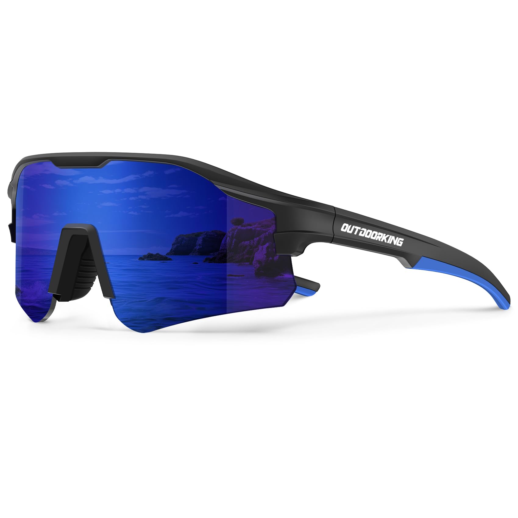 OUTDOORKING Sunglasses-for-Men Sports Sun-Glasses Polarized-Sunglasses-Men: UV400 Protection for Running Baseball Golf Driving