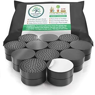 The Garden Gecko Invisible Pot feet for outdoor plant and flower pots, solid rubber pot risers with enhanced non-slip surface grip | 24 PACK + 24 STRONG SELF-ADHESIVE PADS (Pebble Black)