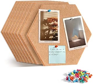 Uoisaiko Pin Board Large Notice Board, Hexagon Memo Board 30 Pins 6 Pack Alternative to Cork Board, Felt Board Tiles Bulletin Board for Home Office Classroom, Felt Wall Tiles for Wall Decoration