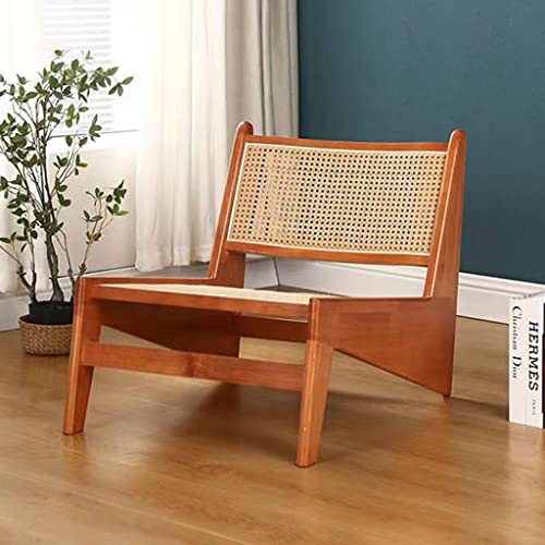 Patio Solid Wood Rattan Chair, Ultralight Dining Chairs, Indoor Wooden Armchair Seat, Balcony Wicker Chair, Outdoor Leisure Patio Garden Recliner (Color : Cherry, Size : 70 * 59 * 57Cm) #TOP1