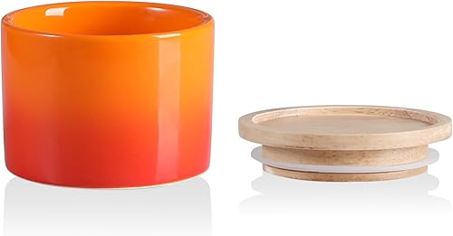 Miniatura 85 de SWEEJAR – Recipiente de cerámica para almacenamiento de alimentos, recipientes apilables con tapa hermética de madera para servir café molido, té