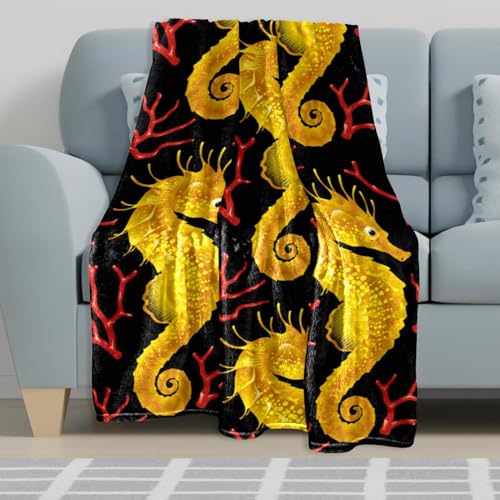 Couverture de canapé hippocampe jaune idéale pour vos soirées salon