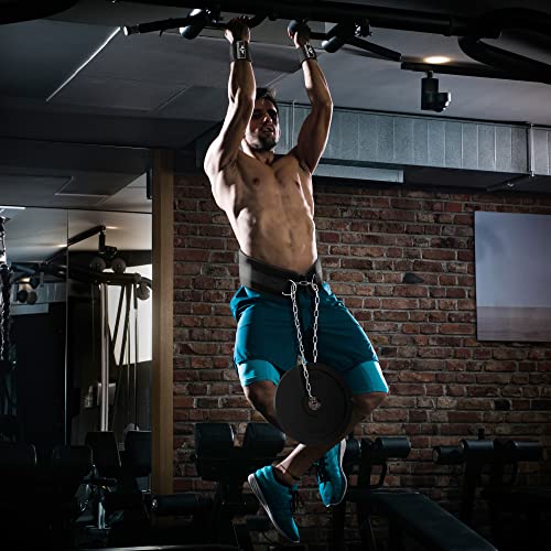 Vikingstrength Dip Belt For Weight Lifting Including Wrist Wraps. Premium Padded Dips Belt With Long Chain For Pullups Triceps And Squats. Weighted Belt For Powerlifting And Bodybuilding And V-Strength Workout App #TOP4