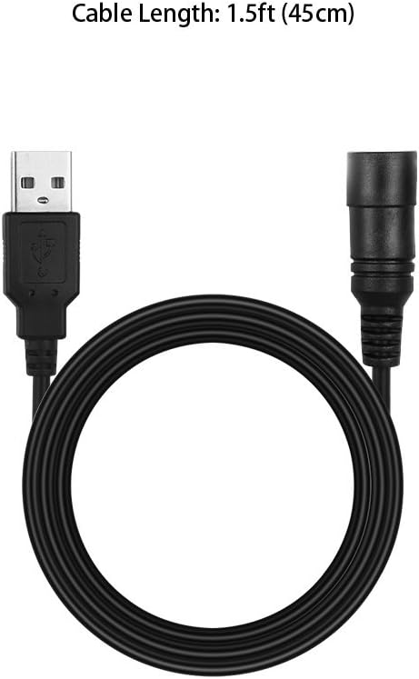 Electop USB 2.0 Male to DC 5.5x2.1mm Female Power Extension Cable Charger Cable 45cm