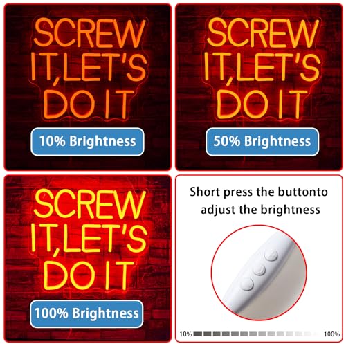 NOSUN Screw It Lets Do It Neon Sign Red Led Neon Sign for Wall Decor Dimmable Neon Light Dorm Room Light Up Sign for Party Wedding Bar Bedroom Decoration Gifts for Friend — view 2