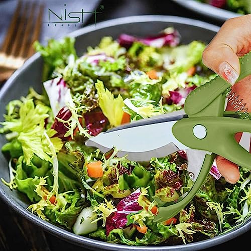 Upgraded Salad Scissor Salad Choppers Tossing And Chopping Heavy Duty Kitchen Salad Scissors Multifunction Double Blade Salad Cutting Tong Scissor Double Blade #TOP1