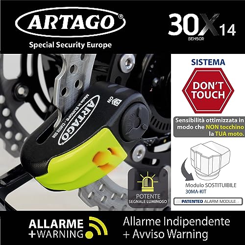Antifurto Moto ARTAGO 30X14 - Bloccadisco Allarme 120dB Omologato SRA Gold - Foto 10
