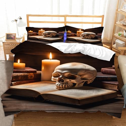 Parure de lit crâne 240x260 housse de couette horreur en microfibre