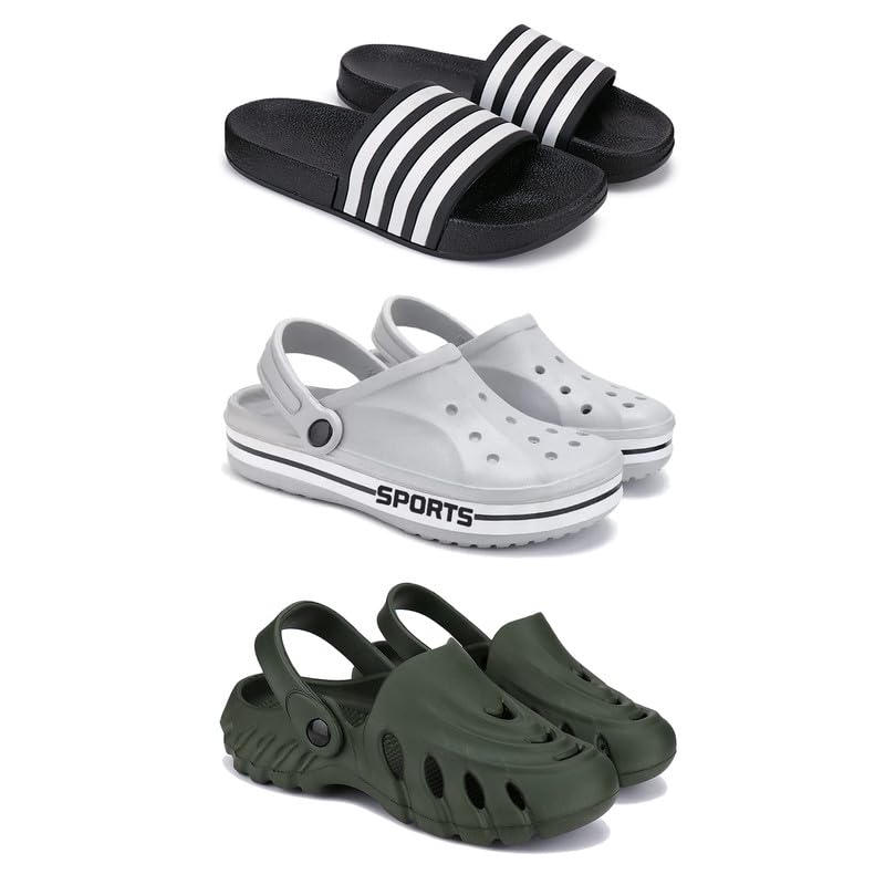 DRACKFOOT Lightweight Classic Slider || Sandals with Clogs for Men-Combo(3)_G-3024-3067-3135-image-23