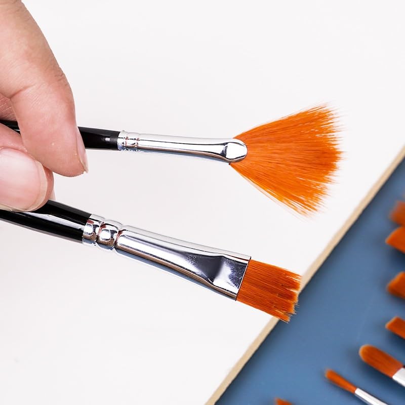 Ensemble De 12 Pinceaux en Nylon Noir pour La Peinture Acrylique, Idéal pour Les Artistes Et Les Étudiants.