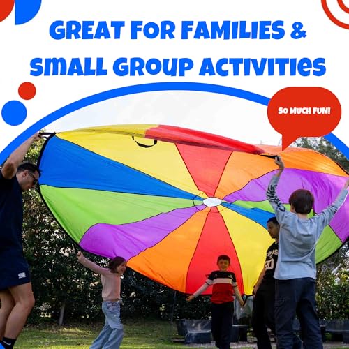 Image of Activejoy- Parachute for Kids- Rainbow Parachute Toys for Kids with 12 Handles - 12 ft Play Parachute Game for Kids
