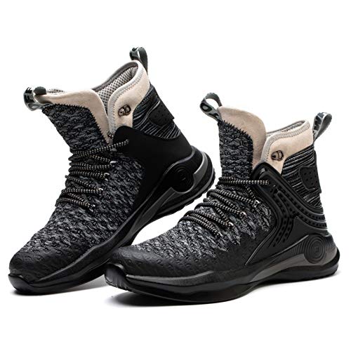 SYLPHID Steel Toe Boots for Men Safety Shoes for Women Work Sneakers Slip Resistant, 66Grey,Women Size 9.5, Men Size 7.5