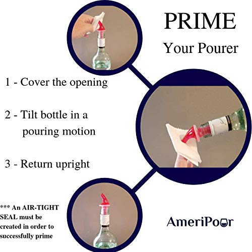 Ameripour - Measured Pourer - Liquor Bottle Pourers - Collared - (3Pk) Made 100% In The Usa. Bar Spouts That Don't Leak - No Cracks, Just A Perfect Cocktail Pour Everytime. Great For Wine Too! (1.5Oz) #TOP6
