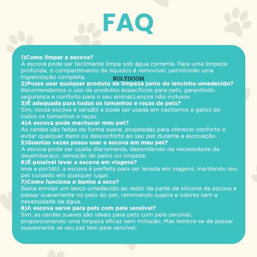 Escova Removedor de Pelos 4 em 1 para Pets - Rasqueadeira, Banho a Seco e Massageador para Cachorros e Gatos, Facilita Limpeza Tira Pelos em Tecidos - BOLYDOOM - Imagem 9