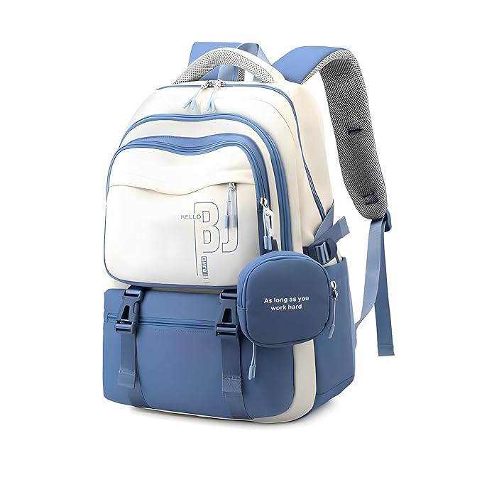 Large School Backpack for Girls & Boys – Waterproof College Laptop Bag Multi-Compartment Travel Bookbag with Detachable Mini Pouch