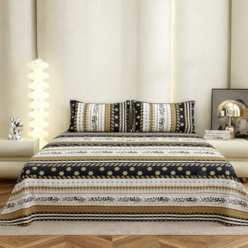 Image of Dream Living Premium Soft Double Bedsheet with 2 Pillow Covers | 130 GSM | 220x250 Cm | Beige & Black