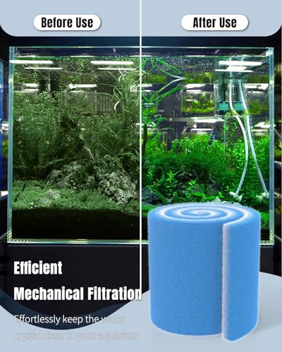 Image of Pawfly Aquarium Filter Floss Roll 20 x 10 x 1.2 Inch Cuttable Aquarium Filter Pad, Blue and White Aquarium Filter Media Roll for Freshwater Saltwater Fish Tanks & Small Ponds