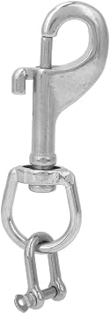 Scuba Diving Torch Holder | Stainless Steel Bolt Snap Clip & D - Ring Shackle | Underwater CameraFlashlight Keeper for Harness & BCD | Saltwater Enduring Diving Equipment