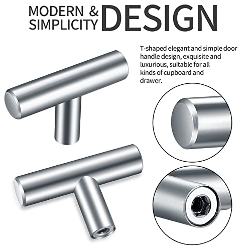 Kigniote 16PCS Cabinet T Bar Handle Chrome Kitchen Drawer Knobs Handles Silver Cupboard Knobs - Image 4